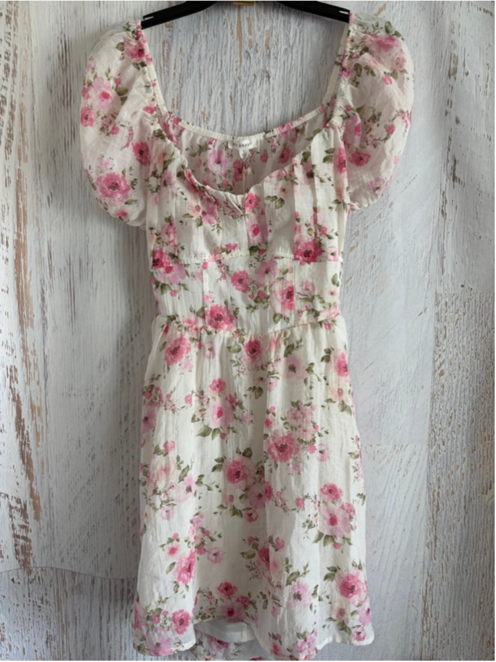 Women's Blu Pepper White Pink Floral Mini Dress L